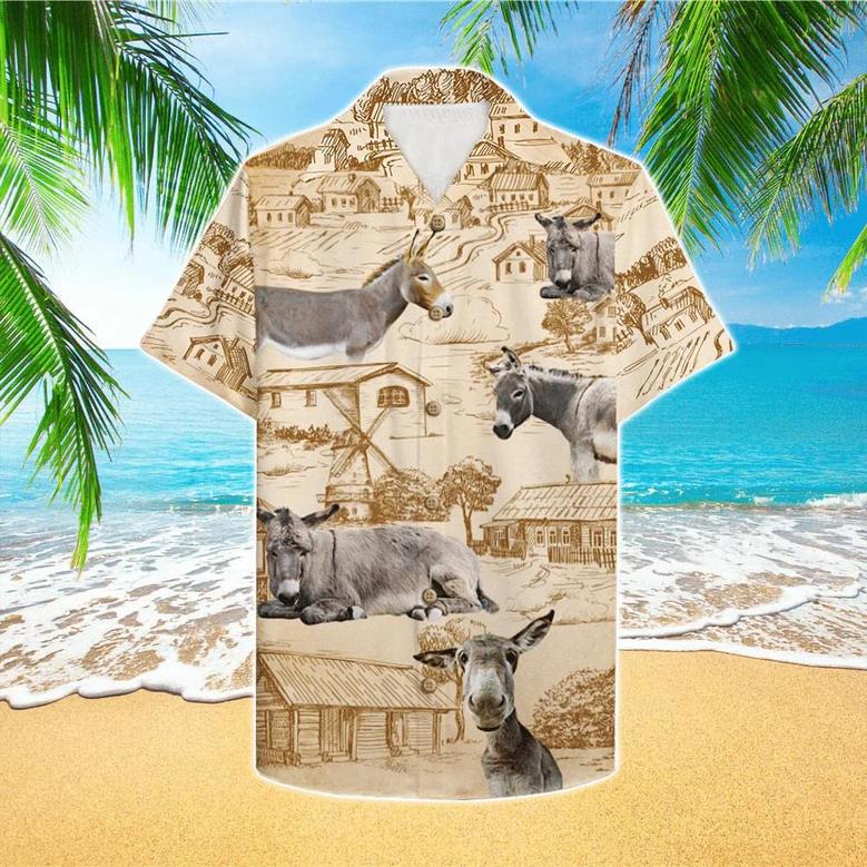 Tropical Donkey , For Men And Women Unisex Hawaiian Shirt Aloha Shirt