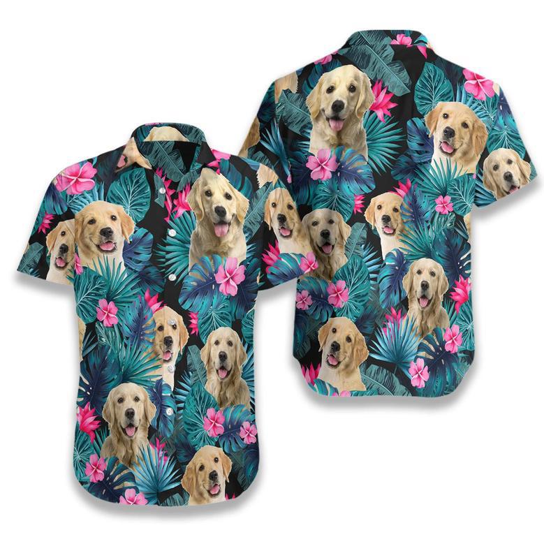 Tropical Golden Dog Hawaiian Shirt For Men, Dog Lover Shirt, Summer Gift For Dog Lover Summer Gifts