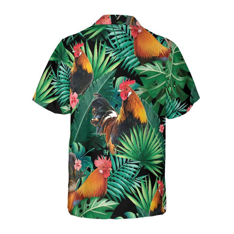 Tropical Rooster Pattern Hawaiian Shirt Summer Gifts