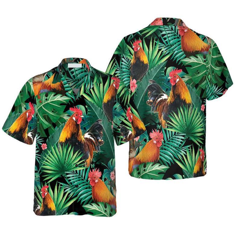 Tropical Rooster Pattern Hawaiian Shirt Summer Gifts