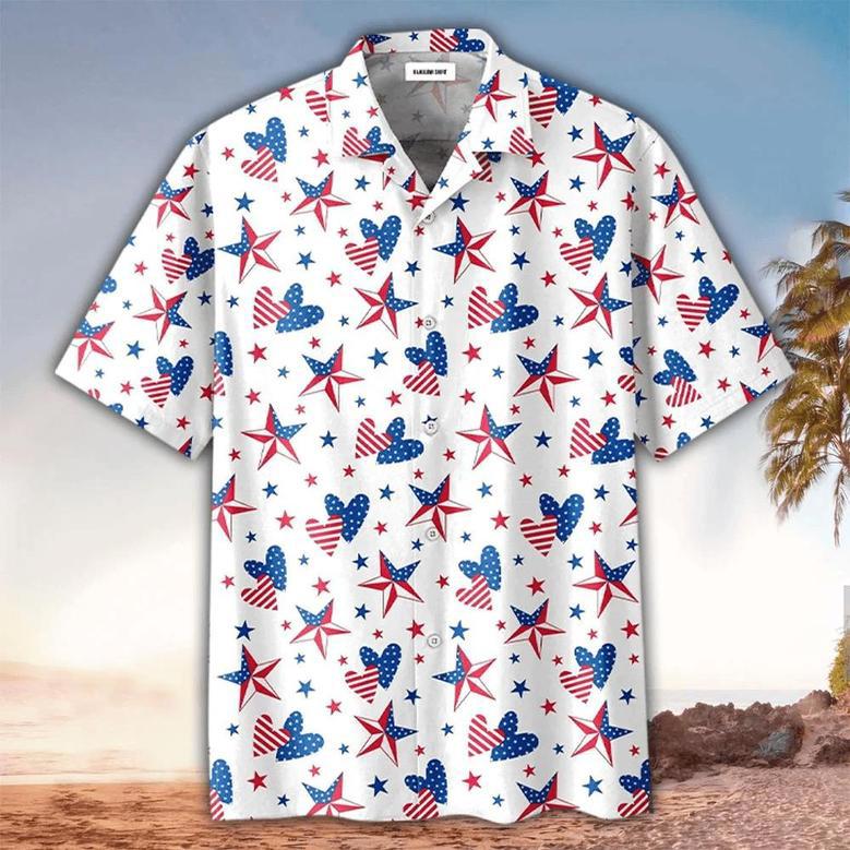 Truck And Firework Pattern Hawaiian Shirt - Of July Button Down Aloha Shirt Summer Gifts