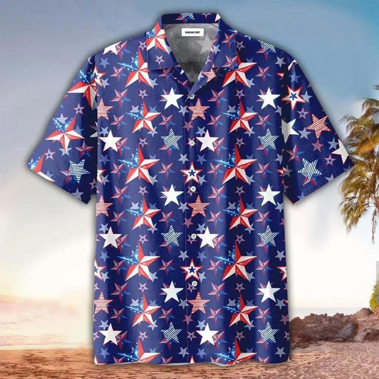 Truck And Firework Pattern Hawaiian Shirt - Of July Button Down Aloha Shirt Summer Gifts