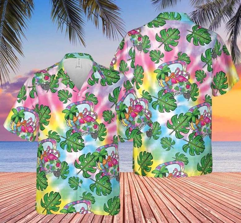 Truck Flamingo Summer , For Summer Vacation 2023 Unisex Hawaiian Shirt Aloha Shirt