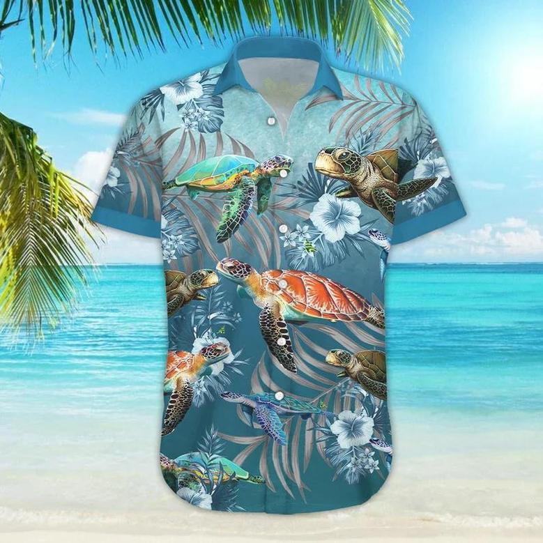 Turtle Colorful Amazing For Men Women, Short Sleeve Button ,Hawaii Honeymoon Shirt Unisex Hawaiian Shirt Aloha Shirt