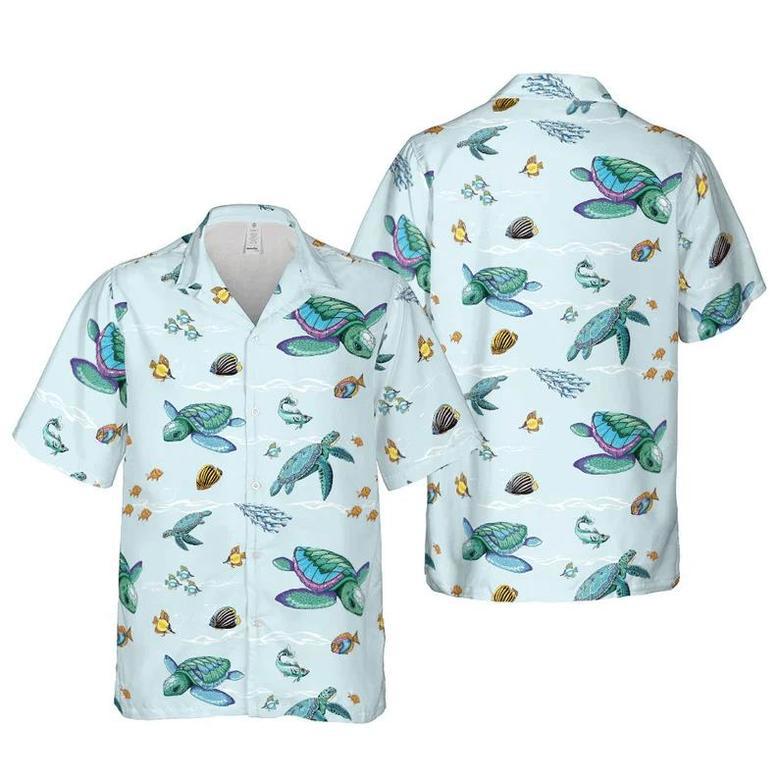 Turtle Colorful Amazing For Men Women, Short Sleeve Button ,Hawaii Honeymoon Shirt Unisex Hawaiian Shirt Aloha Shirt