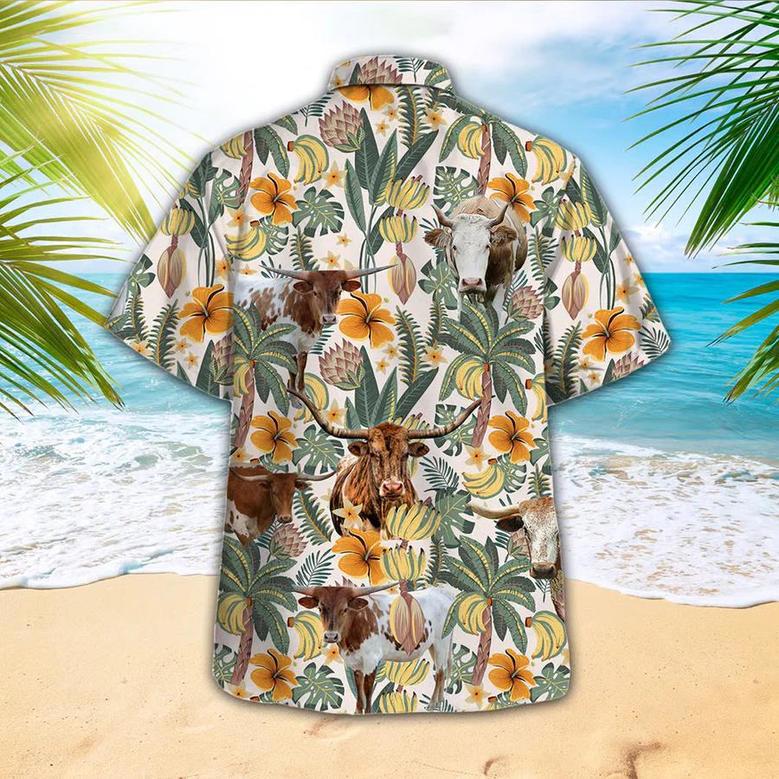 Tx-Longhorn Cow , Farmer S, Tropical Shirts, Gift For Him, Funny S Unisex Hawaiian Shirt Aloha Shirt