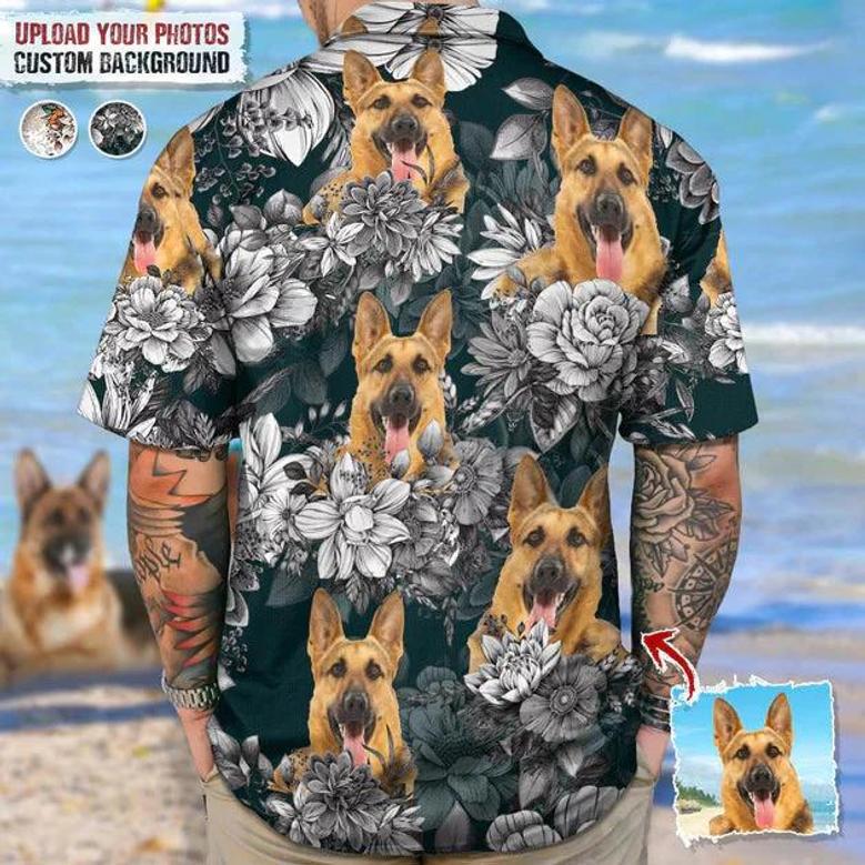 Upload Photo Dog Flower Short-Sleeve Hawaiian Shirt, Hawaiian Shirt For Men, Women Summer Gifts