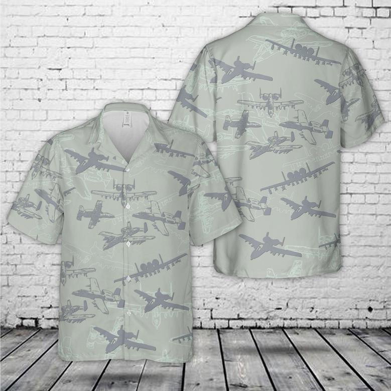 Us Air Force Fairchild Republic "Warthog" Thunderbolt Ii Silhouette Hawaiian Shirt, Of July Hawaiian Shirts Short Sleeve Summer Gifts