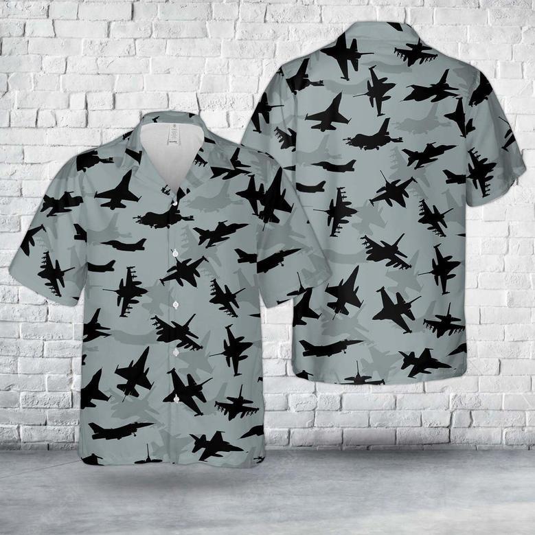 Us Air Force General Dynamics Fighting Falcon Aircraft Silhouettes Hawaiian Shirt Summer Gifts