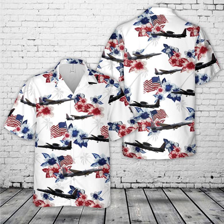 Us Air Force Lockheed Dragon Lady Red White Blue Flag Floral Hawaiian Shirt Summer Gifts