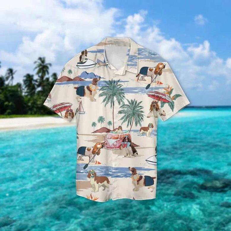 Welsh Springer Spaniel Summer Beach Hawaiian Shirt, Hawaiian Shirts For Men Short Sleeve Aloha Beach Shirt Summer Gifts