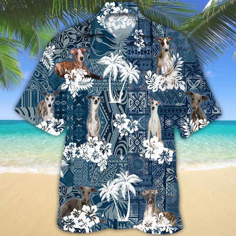 Whippet , Whippet Flowers Aloha Shirt, Men's , Women's Unisex Hawaiian Shirt Aloha Shirt