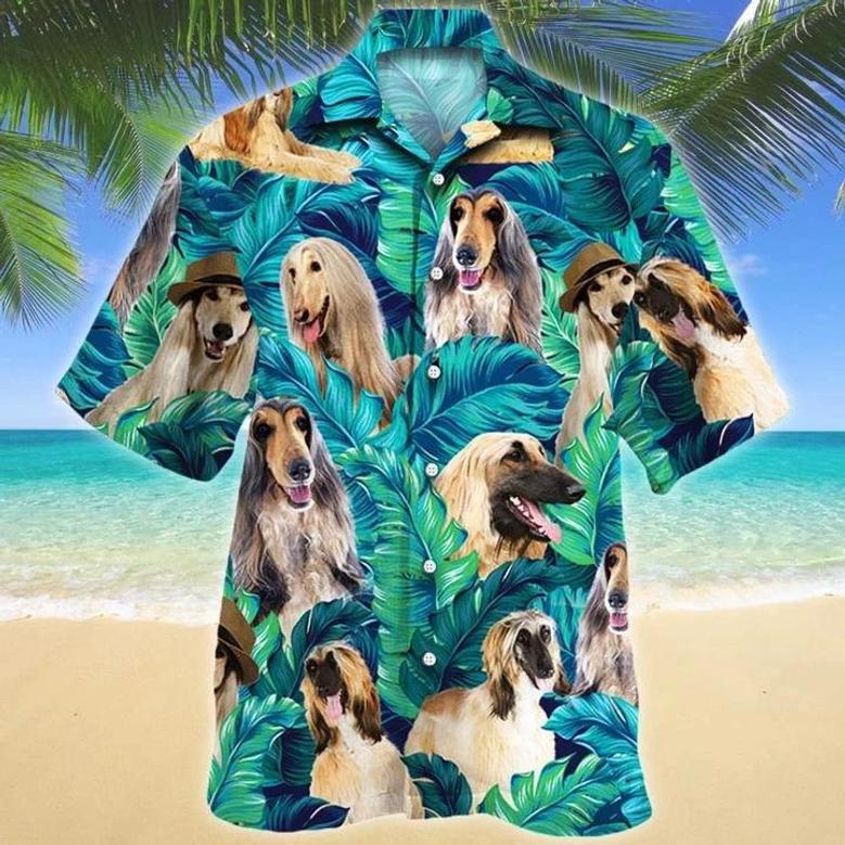 Afghan Hound Dog Lovers Gift Ideas Summer Beach Palm Tree Pattern Hawaiian Shirt Summer Gifts