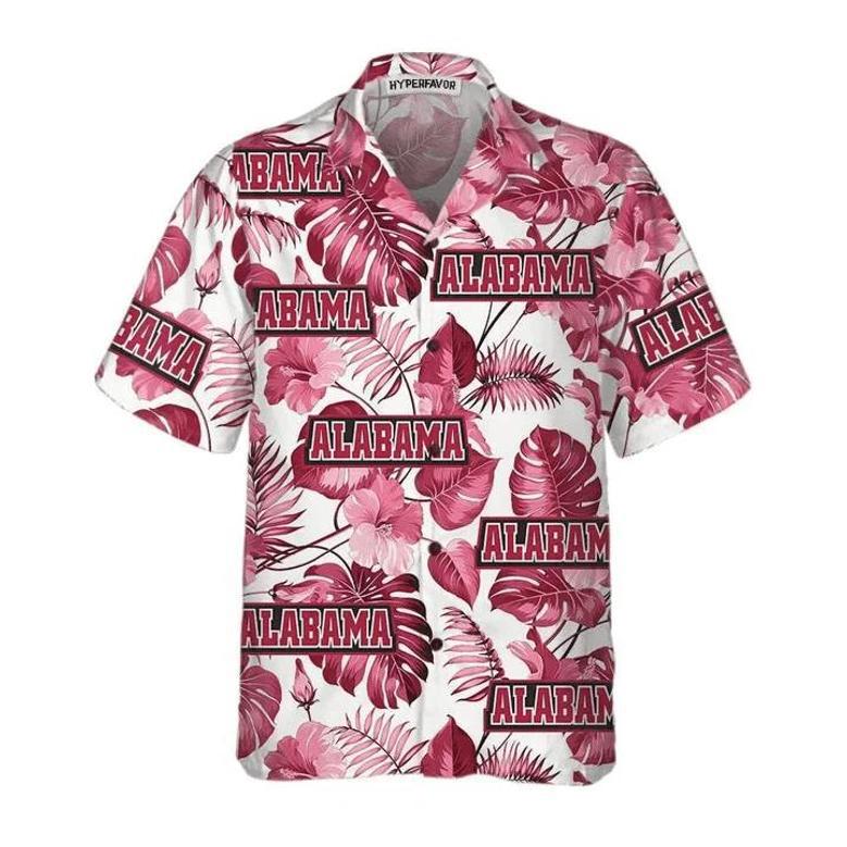 Alabama Usa Pink Tropical Leaf Pattern Hawaiian Shirt Summer Gifts