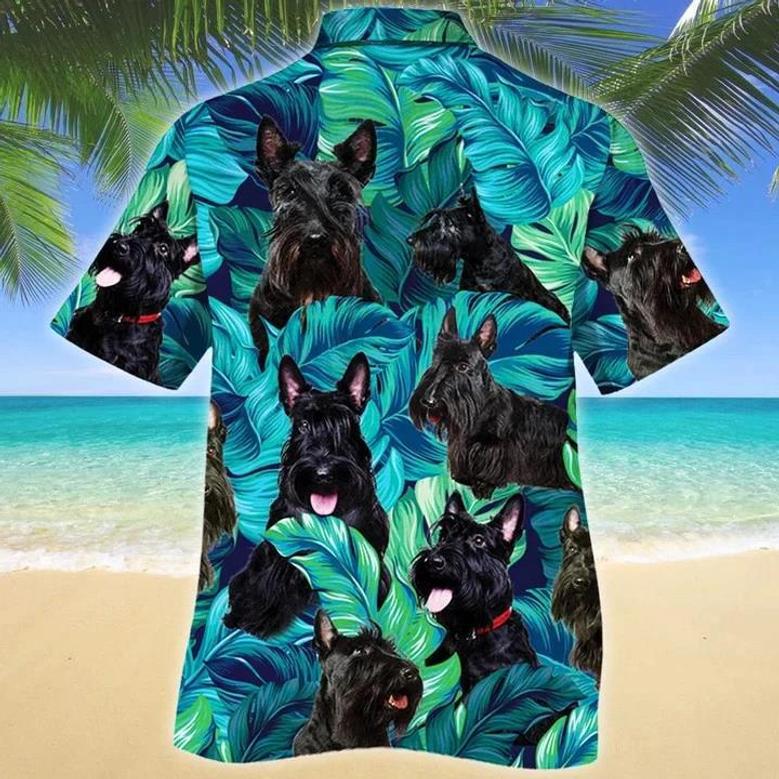 All Black Scottish Terrier Dog Lovers Gift Summer Beach Palm Tree Hawaiian Shirt Summer Gifts