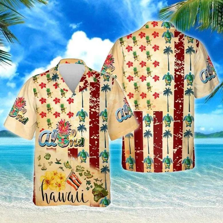 Aloha Summer Vibes Flowers And Leaves On Beige Background Hawaiian Shirt Summer Gifts