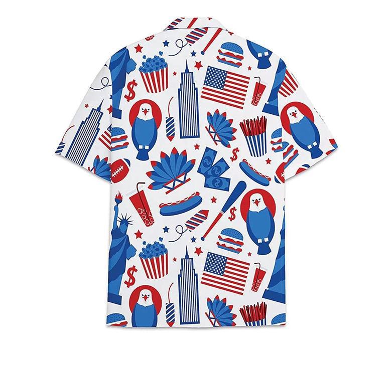 American Short Tall Button Hawaiian Shirt, Button Up Aloha Shirt For Men, Women Summer Gifts