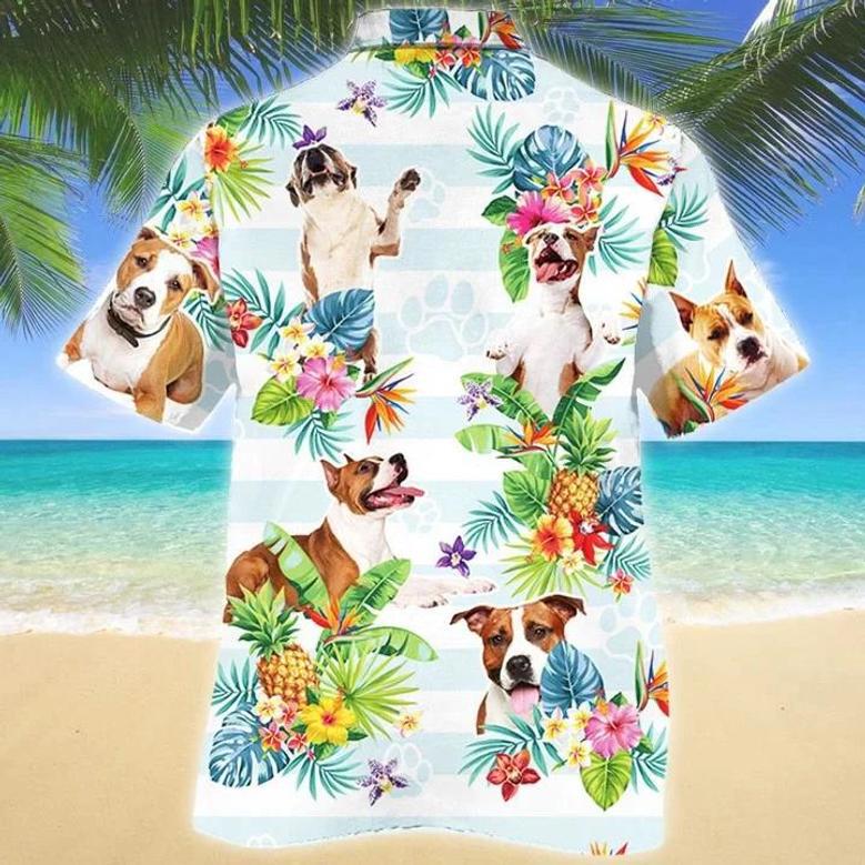 American Staffordshire Terrier Hawaiian Shirt, Dog Tropical Flower Aloha Hawaiian Shirt Summer Gifts