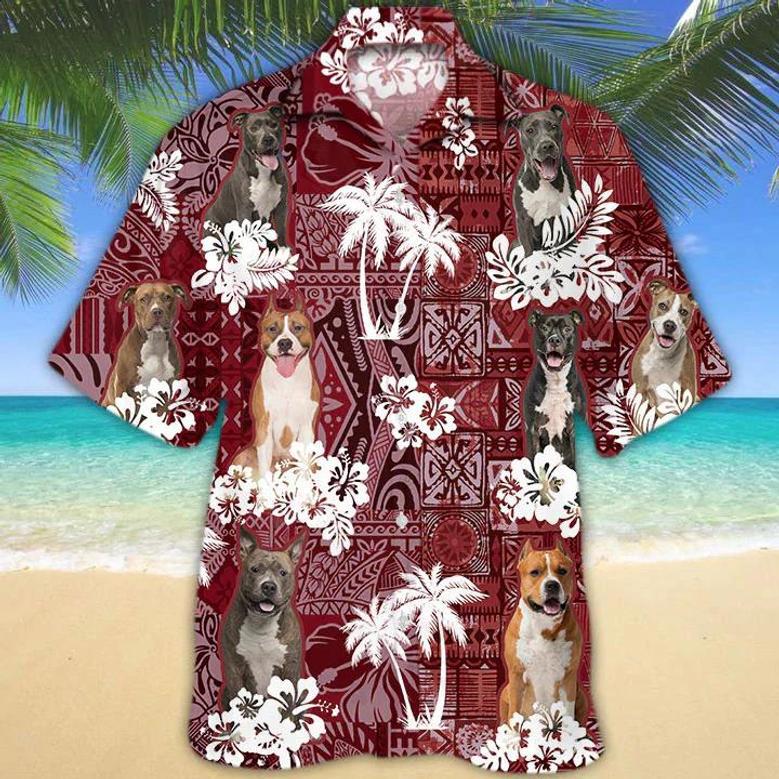 American Staffordshire Terrier Red Hawaiian Shirt, Hawaiian Shirt For Men, Women, Aloha Shirt For Summer Summer Gifts