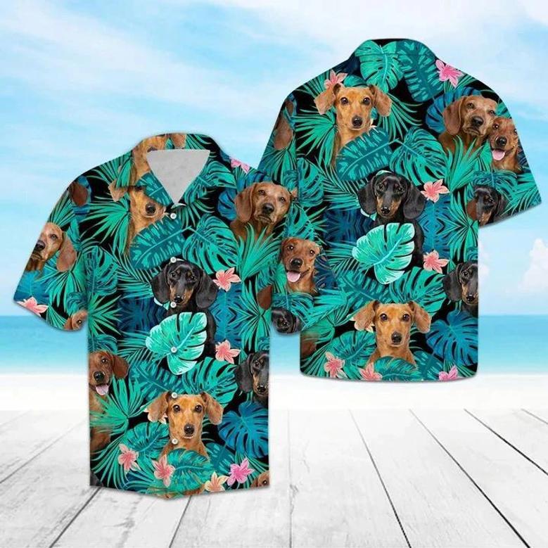 Appealing Tropical Jungle With Dachshund Hawaiian Shirt Summer Gifts