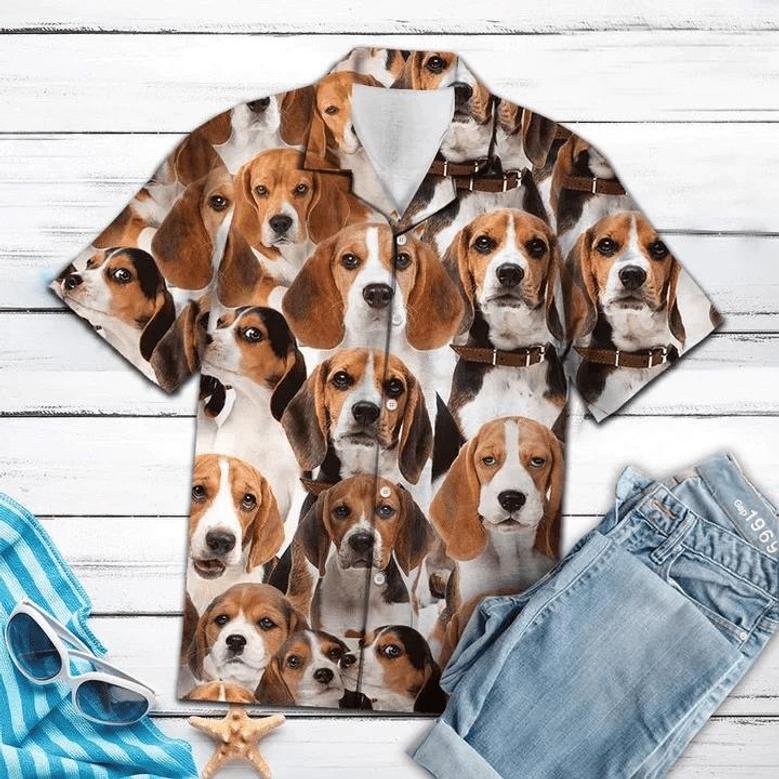 Awesome Beagle Dog Face Gift For Dog Lovers Hawaiian Shirt, Short Sleeve Hawaiian Aloha Shirt Summer Gifts