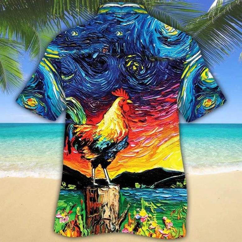 Awesome Rooster Gift For Animal Lovers Appealing Night Sky Art Hawaiian Shirt Summer Gifts