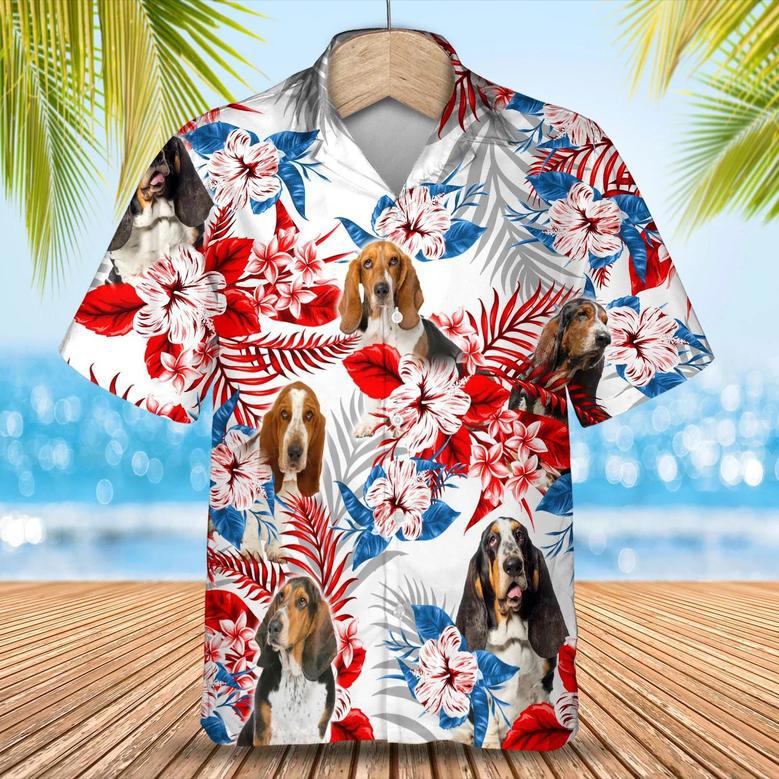 Basset Hound Flower Hawaiian Shirt, Summer Aloha Shirt, Men Hawaiian Shirt, Women Hawaiian Shirt Summer Gifts