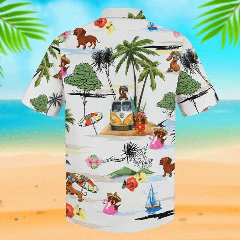 Beach And Dachshunds Cute Beach Cartoon Hawaiian Shirt Summer Gifts