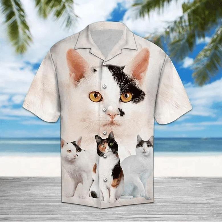 Beautiful Cat Mix While Theme Hawaiian Shirt Summer Gifts