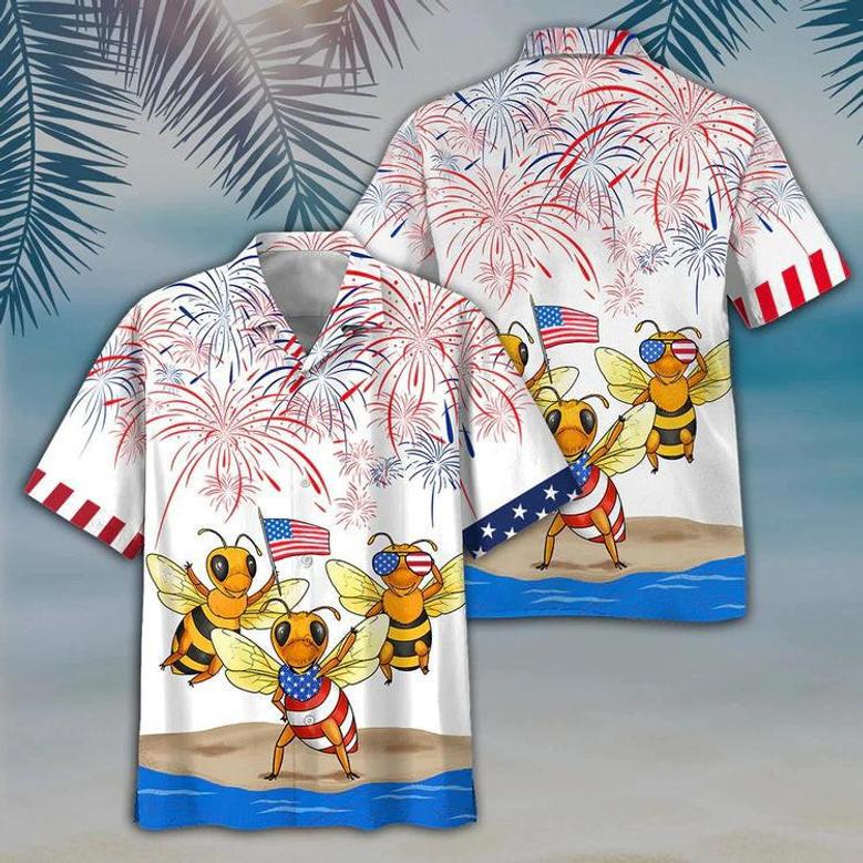 Bee Hawaiian Full Print Shirt, Bee's Hawaiian Shirt Independence Day, Funny Of July Gifts Summer Gifts