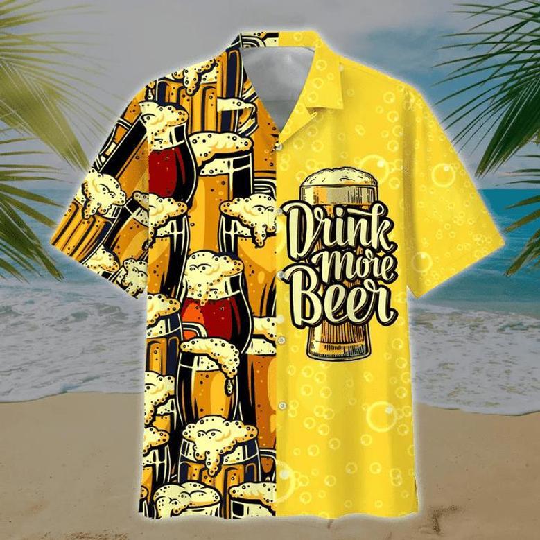 Beer Summer Hawaiian Shirt, Drink More Beer Watercolor Hawaiian Shirt, Hawaii Shirts Mens Summer Gifts