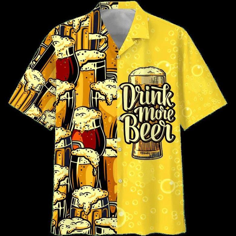 Beer Summer Hawaiian Shirt, Drink More Beer Watercolor Hawaiian Shirt, Hawaii Shirts Mens Summer Gifts