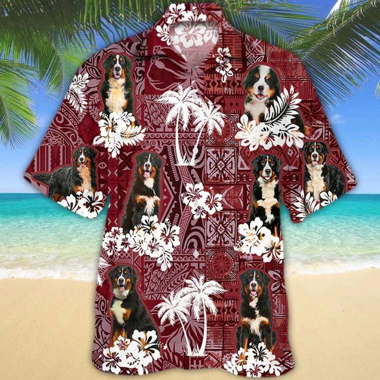 Bernese Mountains Red Hawaiian Shirt, Gift For Dog Lover Shirts, Animal Summer Shirts, Hawaiian Shirt Men Summer Gifts