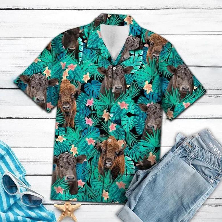 Bison Behind Tropical Flower Pattern Hawaiian Shirt, Gift For Cow Lovers Summer Gifts