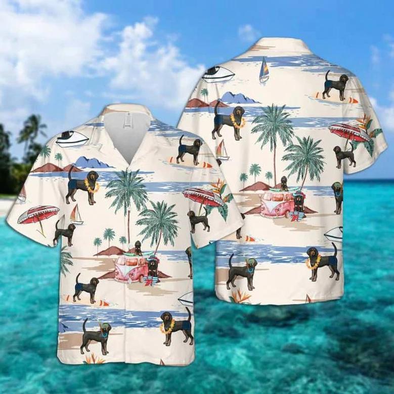 Black And Tan Coonhound Summer Beach Hawaiian Shirt, Hawaiian Shirts For Men, Hawaiian Shirts For Men, Aloha Beach Shirt Summer Gifts