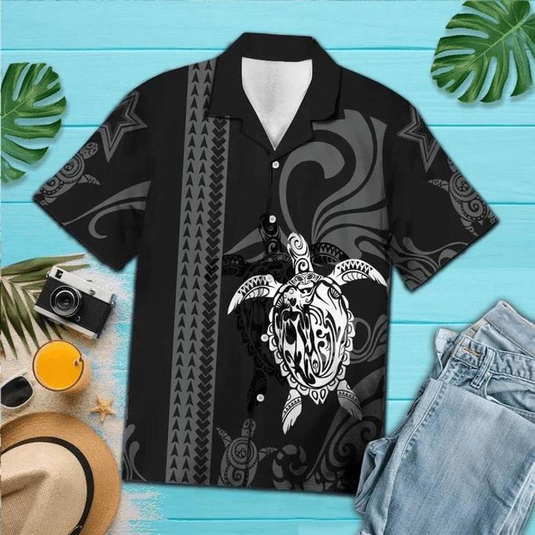 Black And White Maori Art Turtle Hawaiian Shirt Summer Gifts