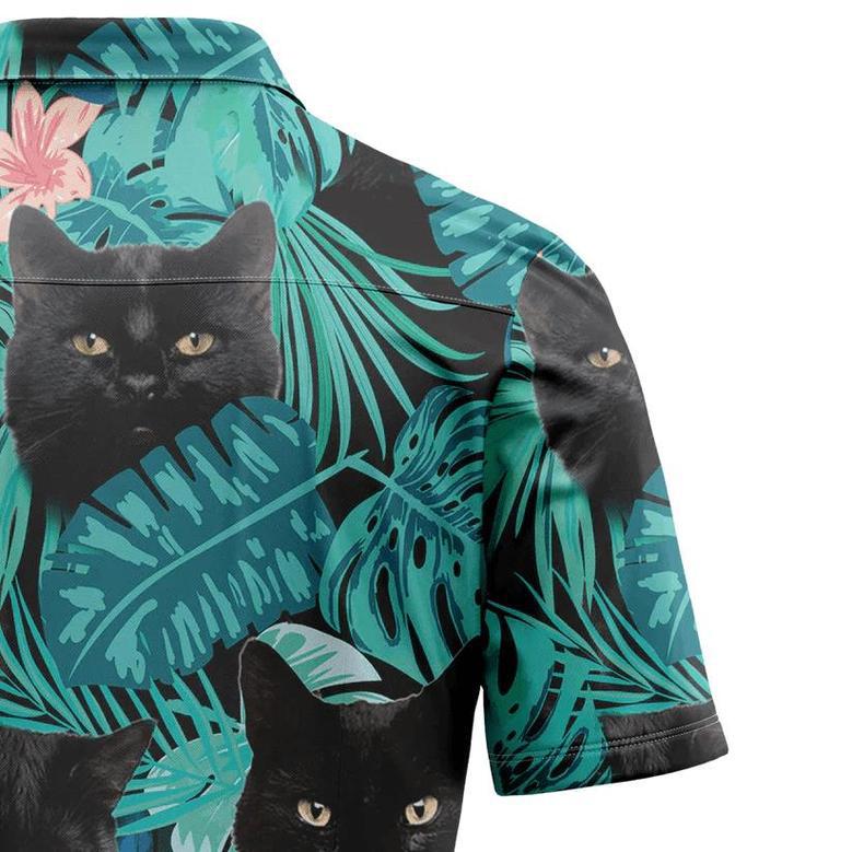 Black Cat Tropical Hawaiian Shirt, Summer Hawaiian Shirts For Men, Women Aloha Beach Shirt Summer Gifts