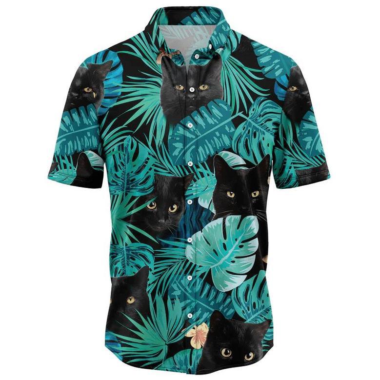 Black Cat Tropical Hawaiian Shirt, Summer Hawaiian Shirts For Men, Women Aloha Beach Shirt Summer Gifts