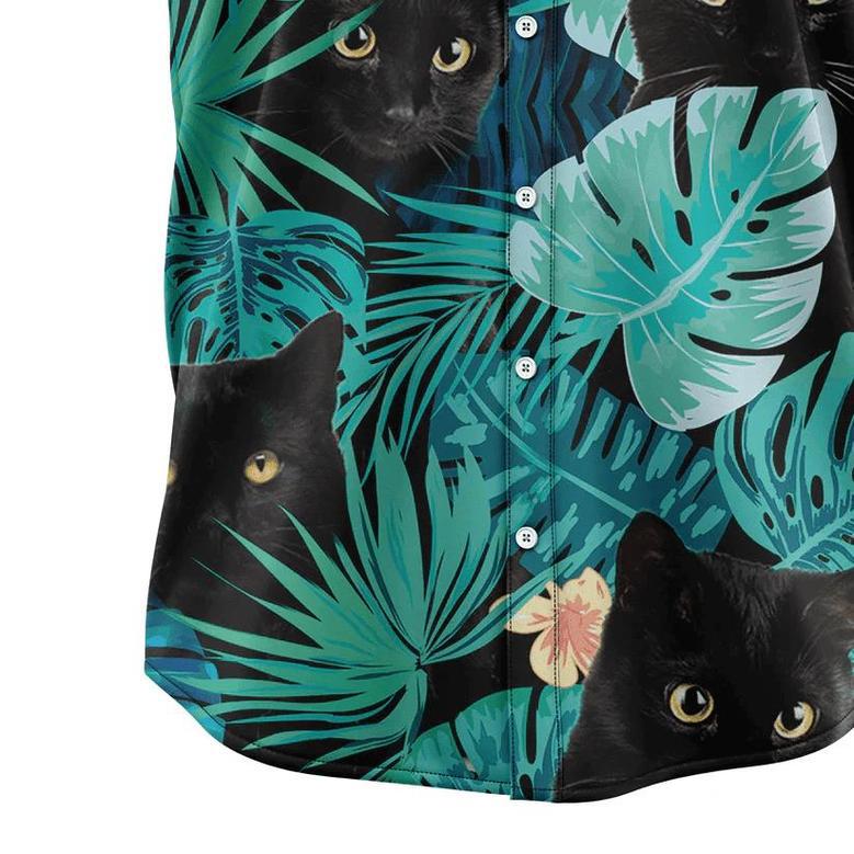 Black Cat Tropical Hawaiian Shirt, Summer Hawaiian Shirts For Men, Women Aloha Beach Shirt Summer Gifts