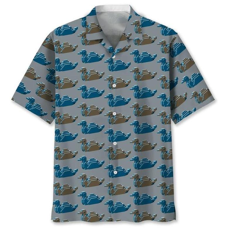 Blue And Brown Isometric Ducks Hawaiian Shirt Summer Gifts