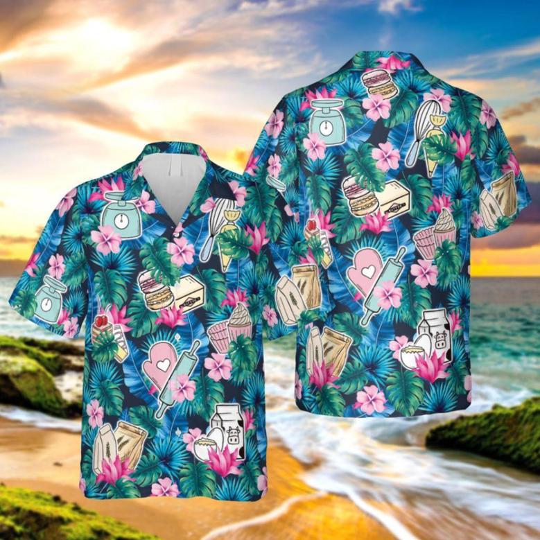 Blue Bakery Hawaiian Shirt, Summer Outfit Summer Gifts