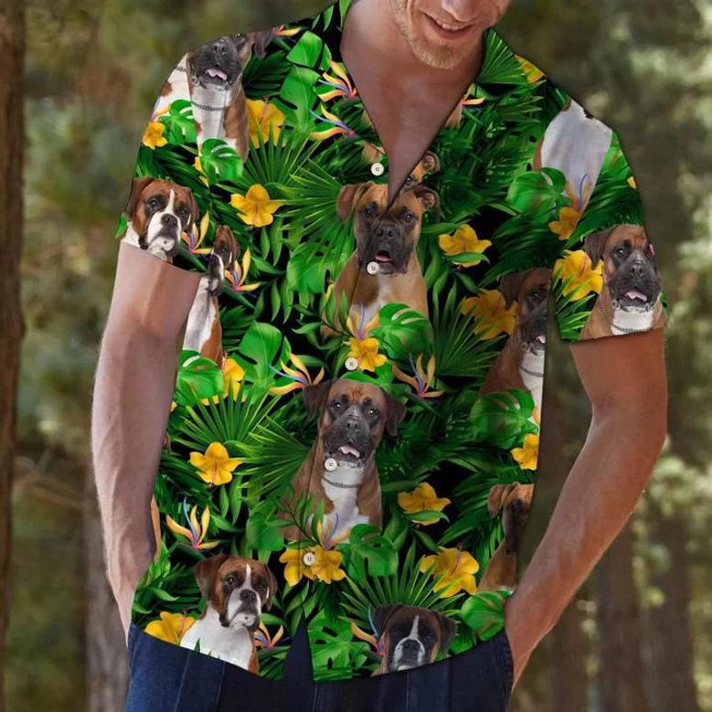 Boxer With Yellow Flowers Hawaiian Shirt, Dog Hawaii Shirt, Aloha Shirt For Men And Women Summer Gifts