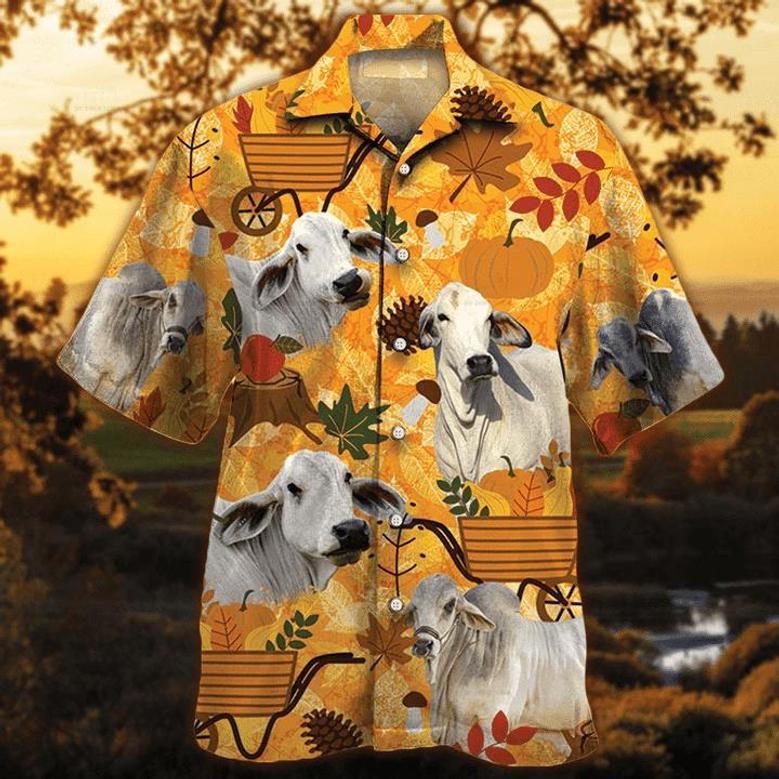 Brahma Cattle Lovers Orange Nature Autumn Hawaiian Shirt Summer Gifts