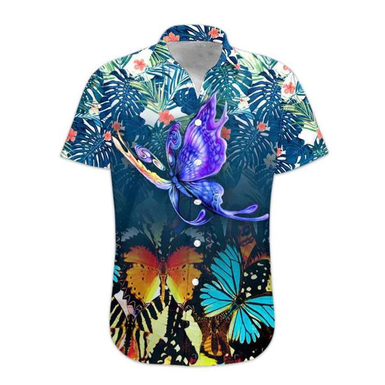 Butterfly Hawaii Shirt, Hawaiian Shirt Casual Button Down Shirts Short Sleeve, Hawaiian Shirt For Men, Women Summer Gifts