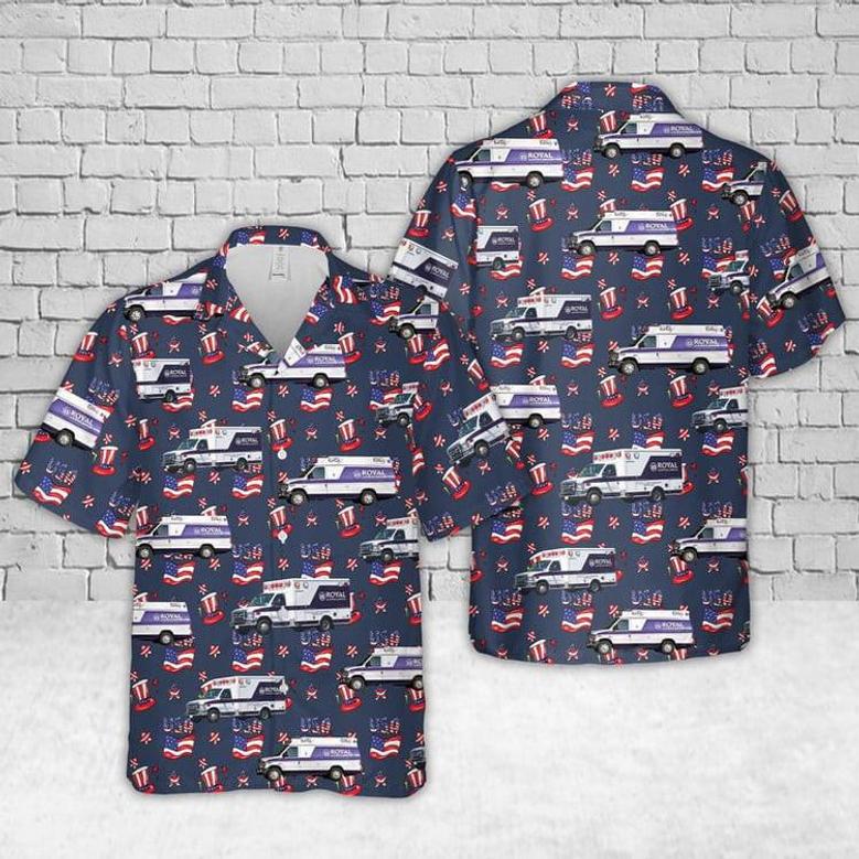 California Royal Ambulance, Of July Hawaiian Shirt, Full Printed Ambulance Hawaiian Shirt Summer Gifts