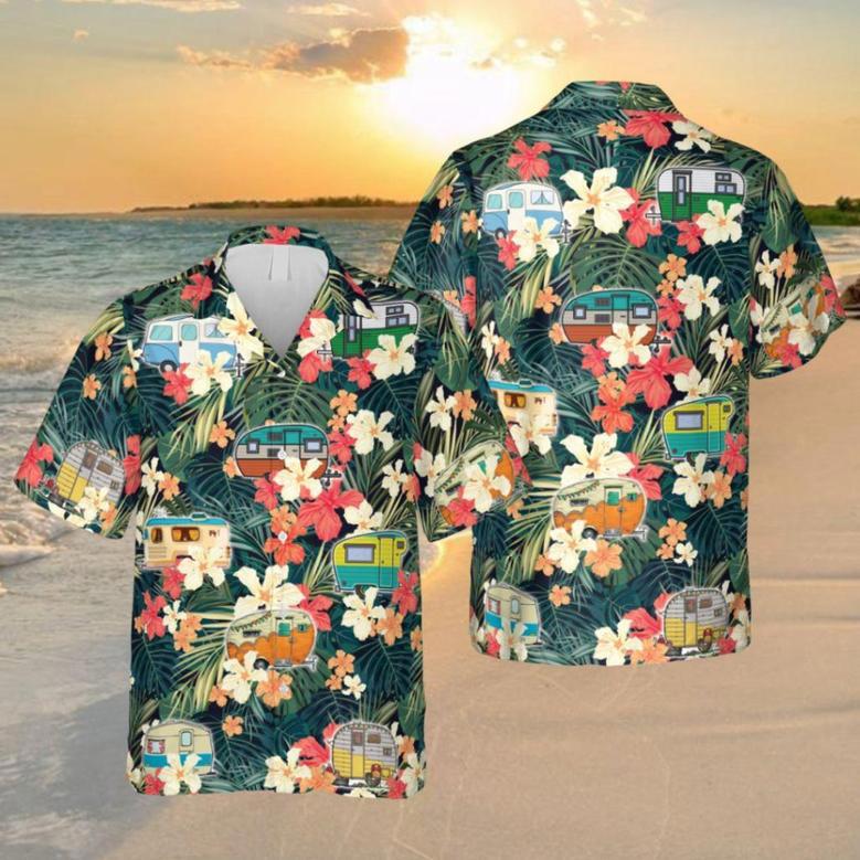 Camping Hawaiian Shirt, Campers Aloha Clothing Summer Gifts