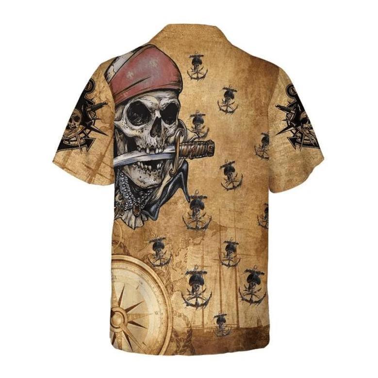 Captain Pirate With Knife Anchors Vintage Design Hawaiian Shirt Summer Gifts