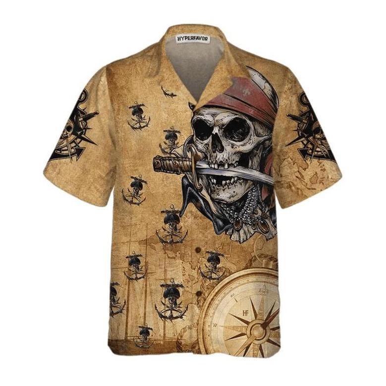 Captain Pirate With Knife Anchors Vintage Design Hawaiian Shirt Summer Gifts