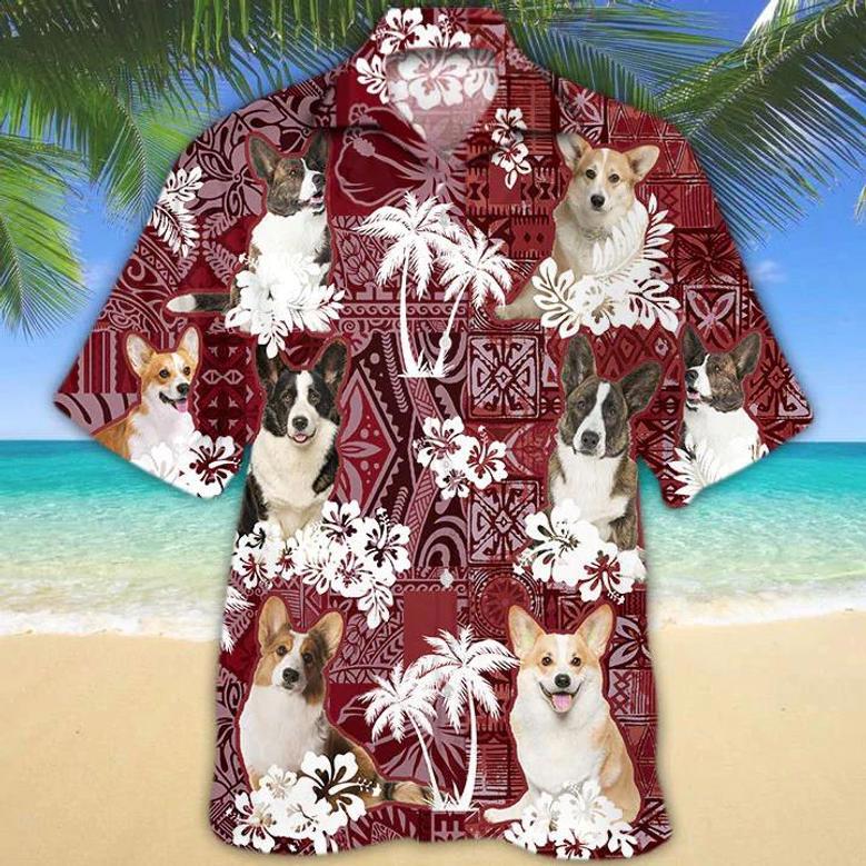 Cardigan Welsh Corgi Red Hawaiian Shirt, Gift For Dog Lover Shirts, Animal Summer Shirts, Hawaiian Shirt Men Summer Gifts