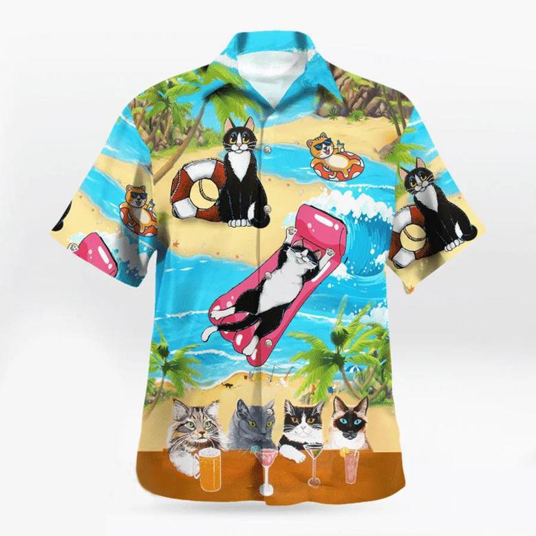 Cat Hawaiian Shirts, Cat Vintage Beach Shirt, Gift For Him Summer Gifts